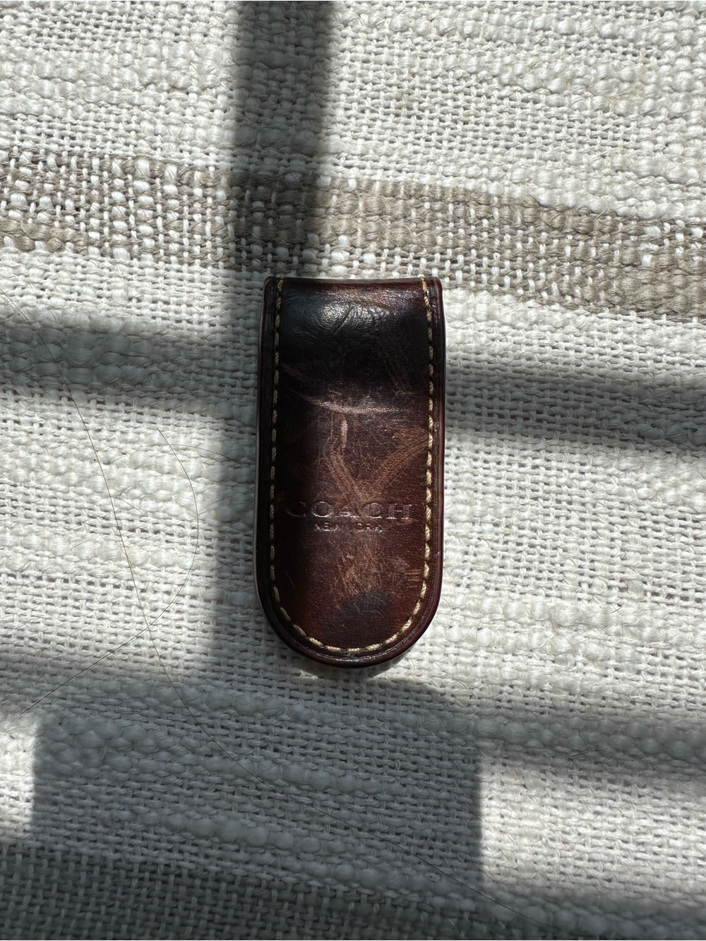 Coach Dark Brown Leather Money Clip